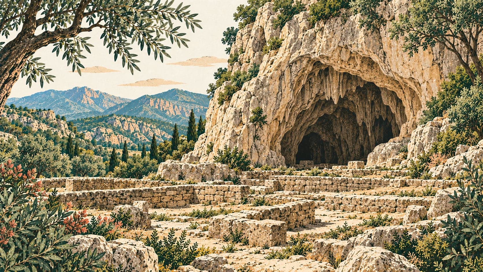 Illustration of Karain Mağarası, Antalya