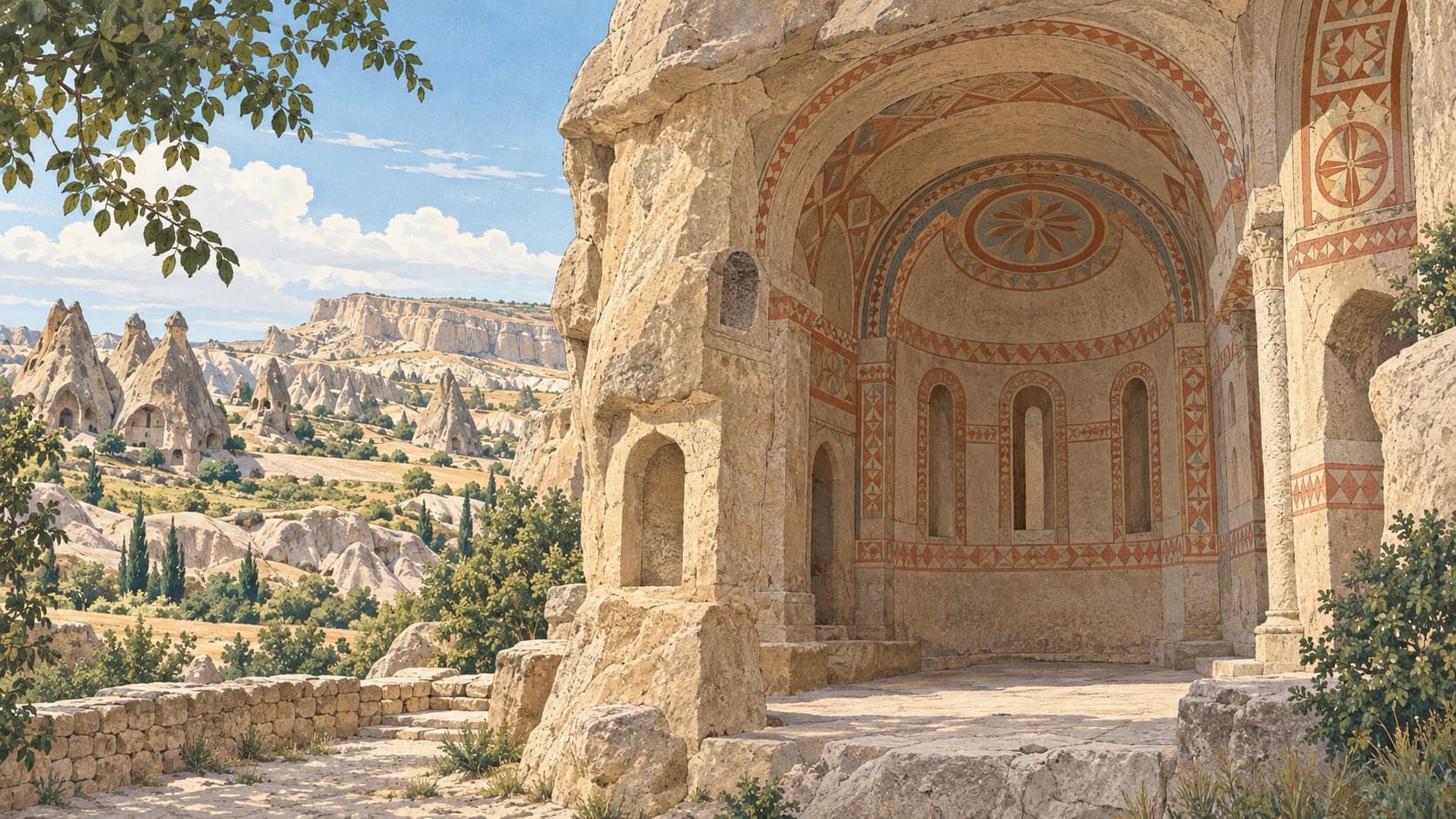 Illustration of Dark Church, Nevşehir