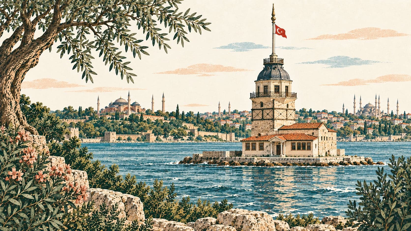 Illustration of Kız Kulesi, İstanbul