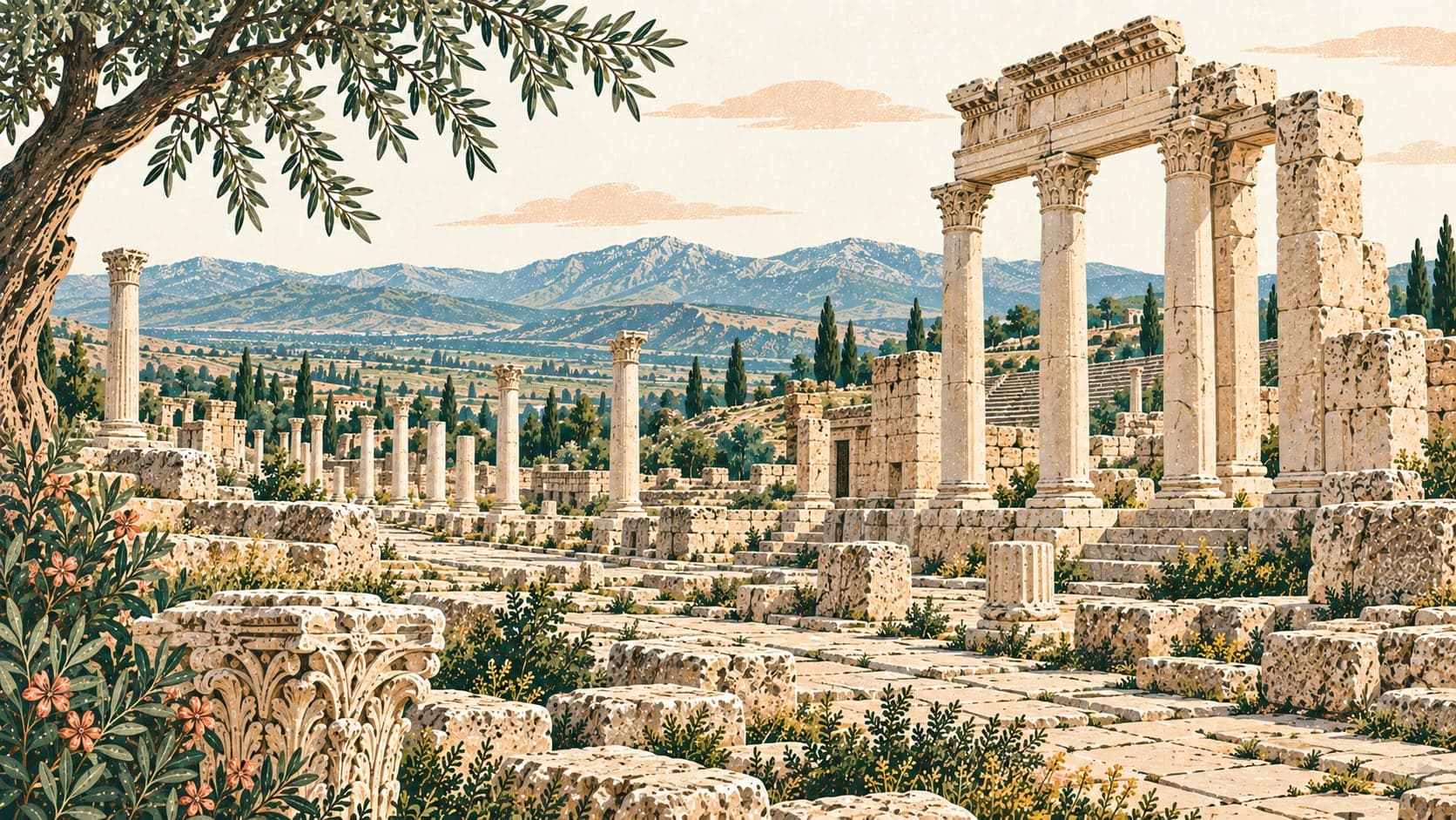 Illustration of Laodikeia Archaeological Site, Denizli
