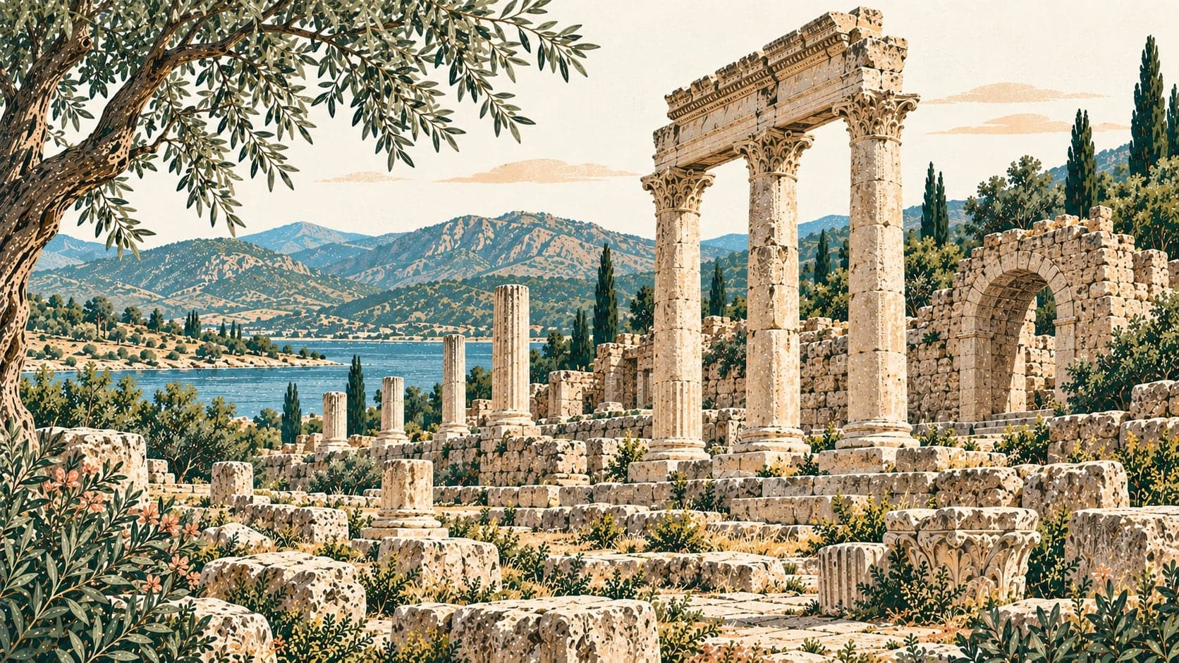 Illustration of Milyos (milias) Archaeological Site, Burdur