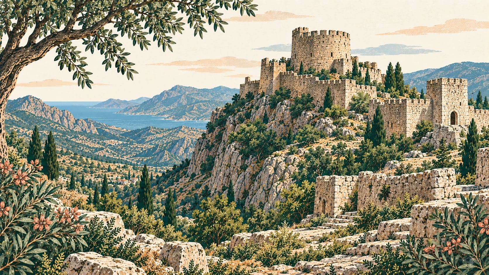 Illustration of Namrun Castle, Mersin