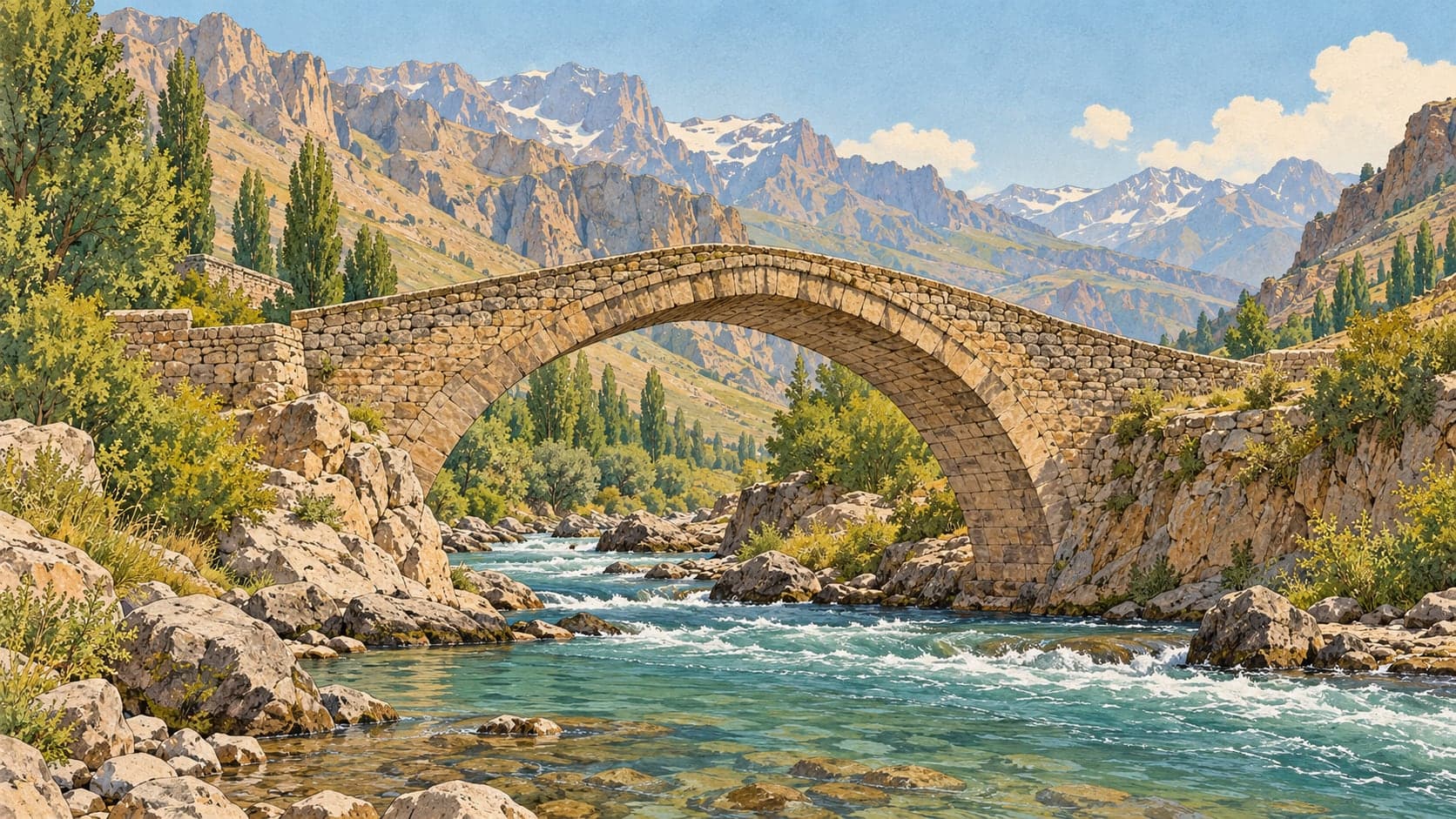 River Stone Bridge çizimi, Hakkari