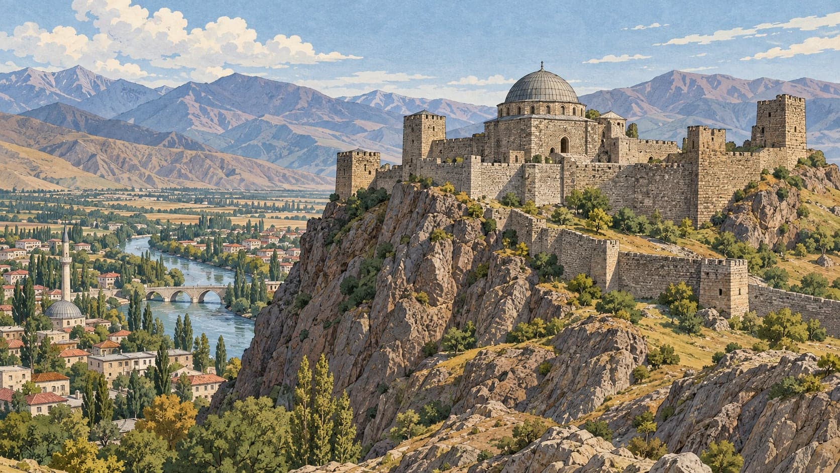Illustration of Oltu Castle, Erzurum