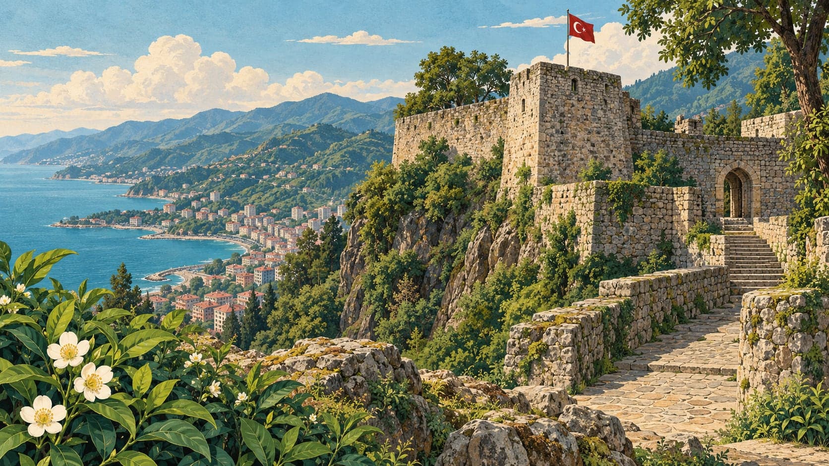 Illustration of Rize Castle, Rize