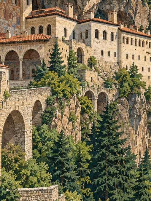 Illustration of Sümela Monastery, Trabzon