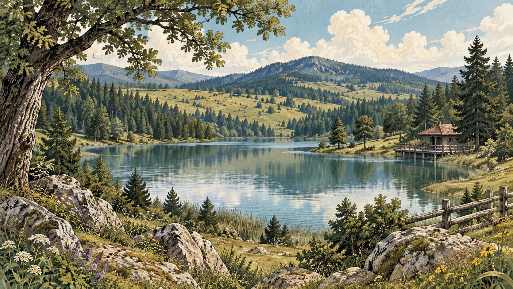 Illustration of Torkul Pond, Düzce