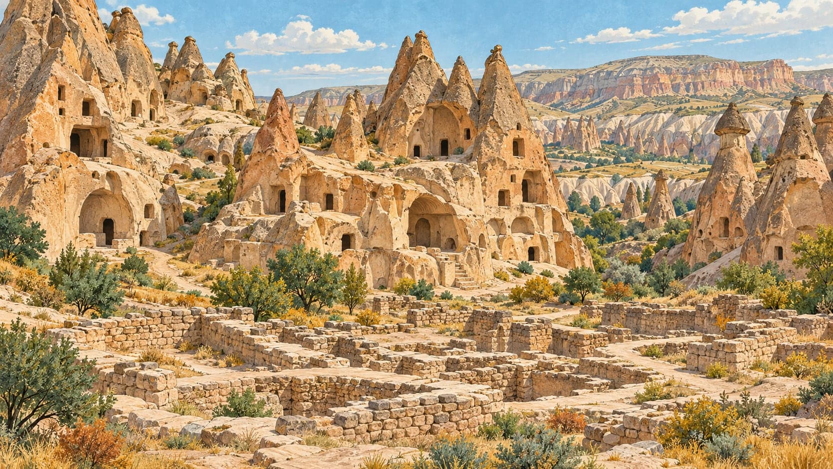 Illustration of Zelve - Paşa Bağları Archaeological Site, Nevşehir