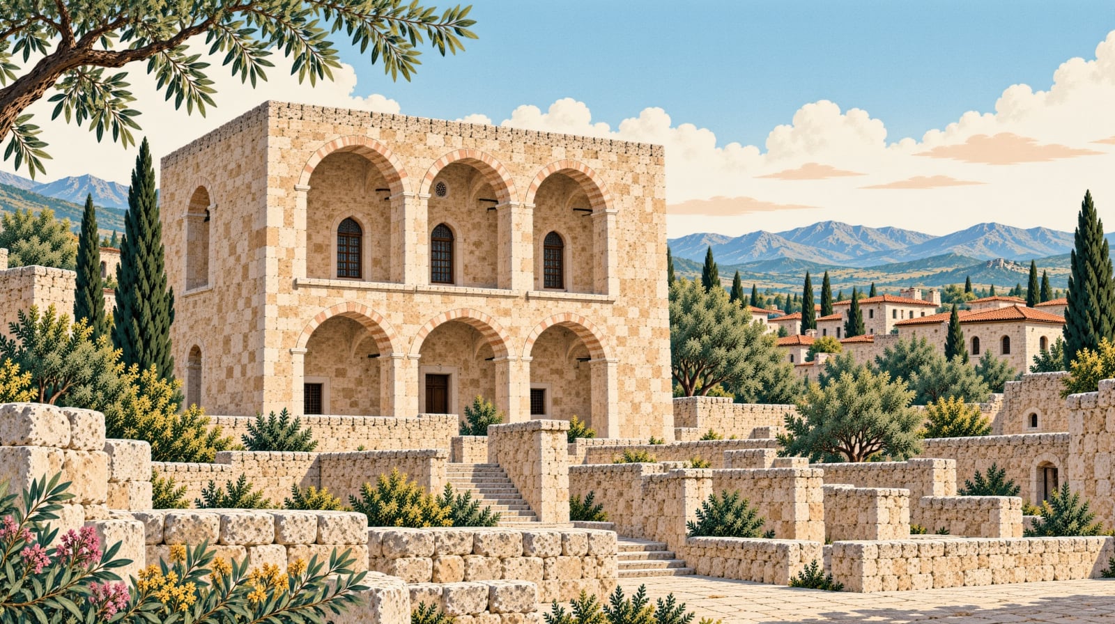 Abacıoğlu Caravanserai çizimi, İzmir