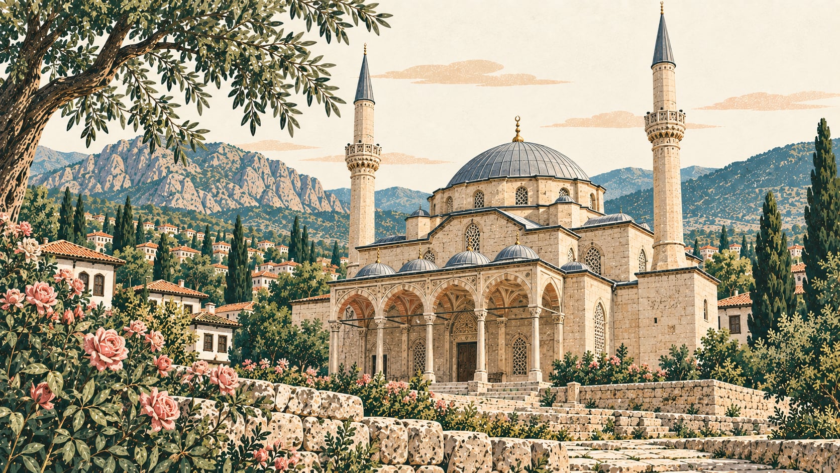 Abdülgaffar Mosque çizimi, Isparta