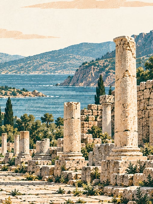 Ilustración: Ciudad antigua de Adramytteion, Balıkesir
