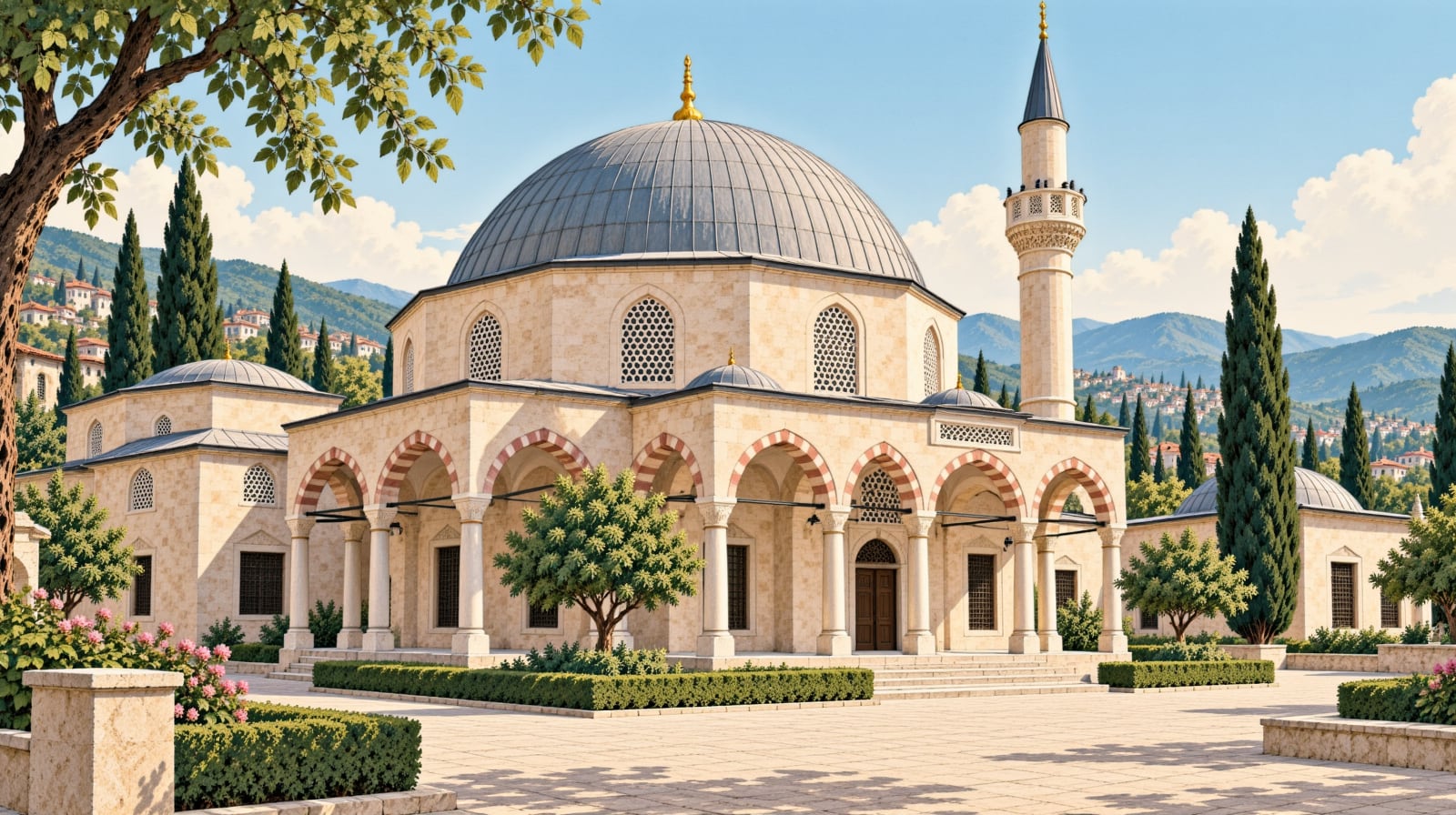 Ahi Evren Dede Mosque çizimi, Trabzon