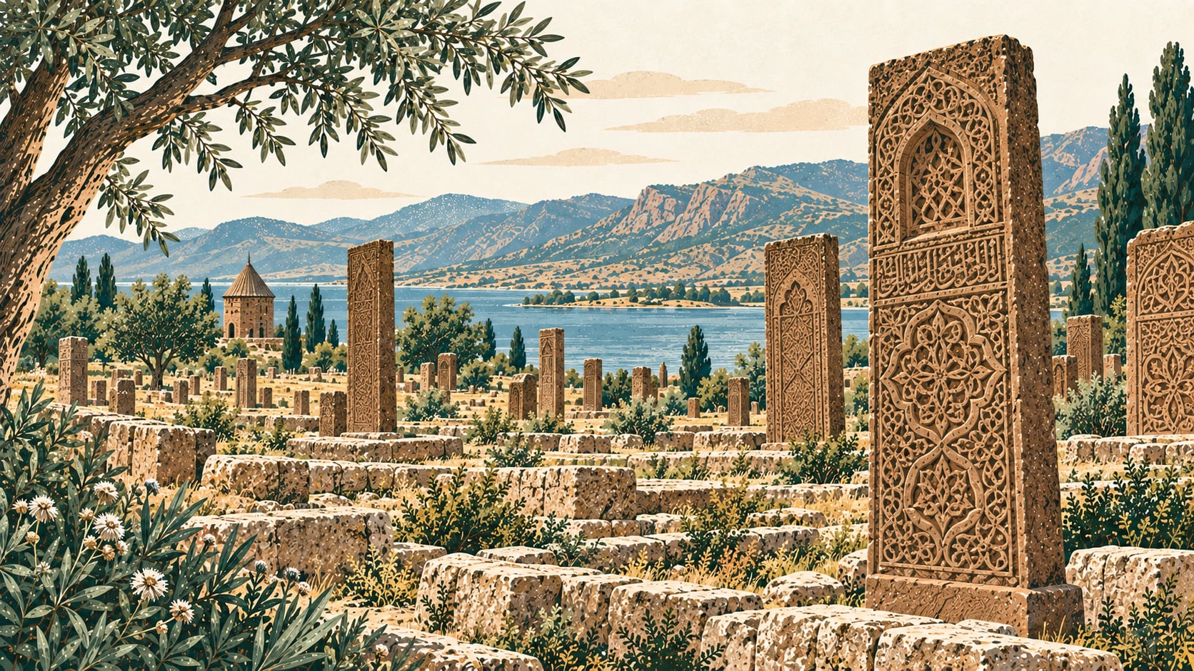 Ahlat Selçuklu Mezarlığı çizimi, Bitlis