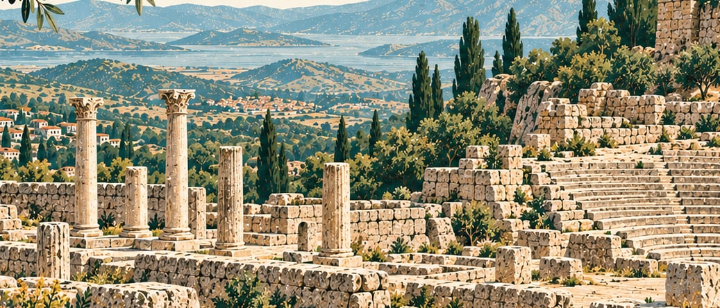 Aigai Archaeological Site çizimi, Manisa