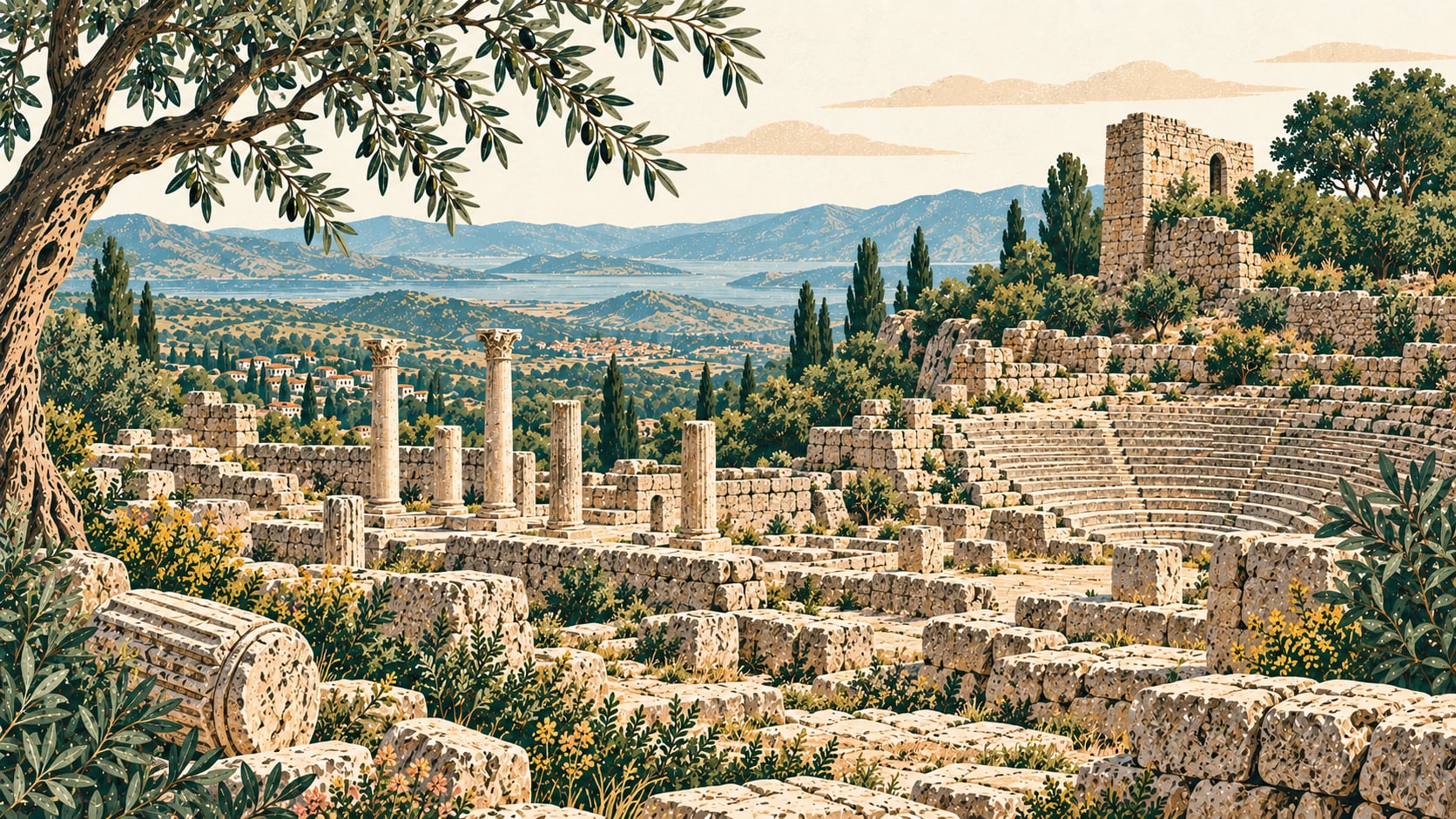 Aigai Archaeological Site çizimi, Manisa