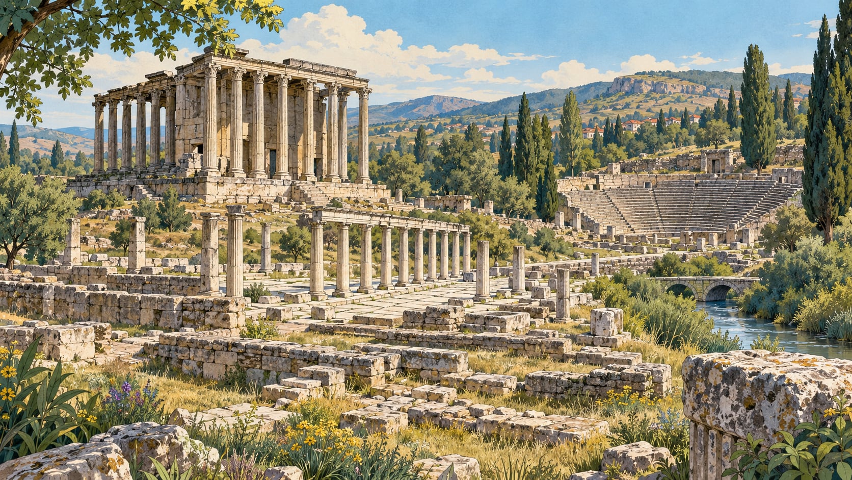 Aizanoi Archaeological Site çizimi, Kütahya