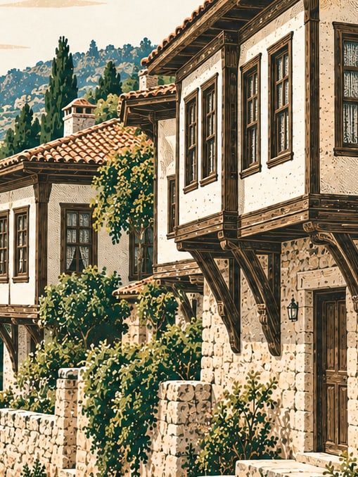 Ilustración: Casas históricas de Akçakoca, Düzce