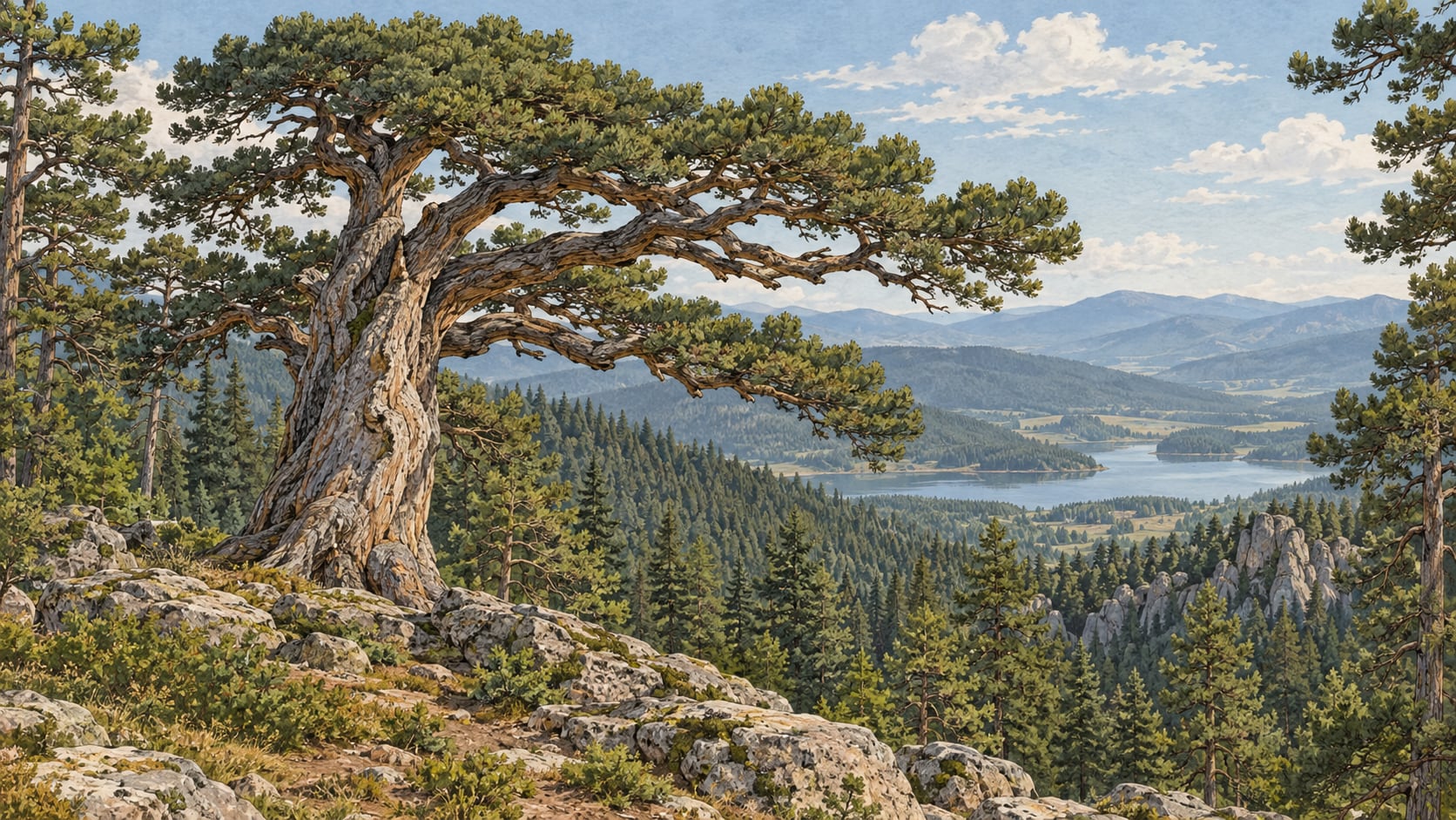 Zeichnung: Naturschutzgebiet Akdoğan und Rüzgarlar Ebe-Kiefer, Bolu