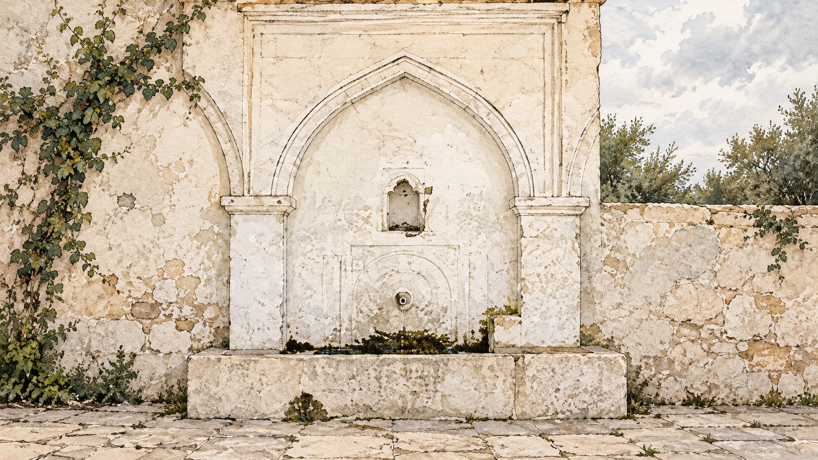 Akmescit Fountain çizimi, Isparta