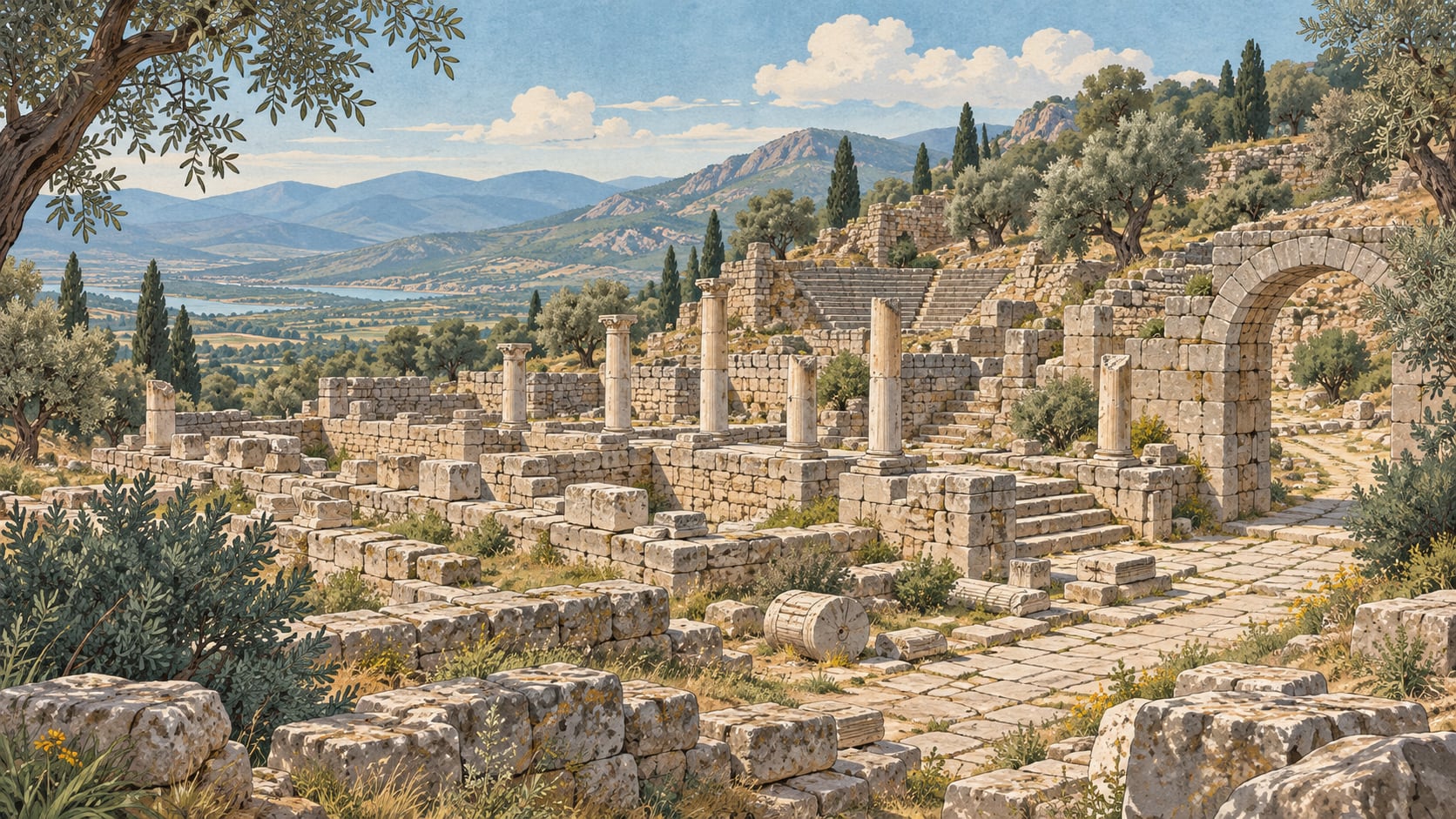 Alabanda Archaeological Site çizimi, Aydın