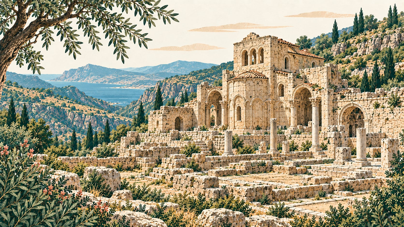 Alahan Manastırı çizimi, Mersin