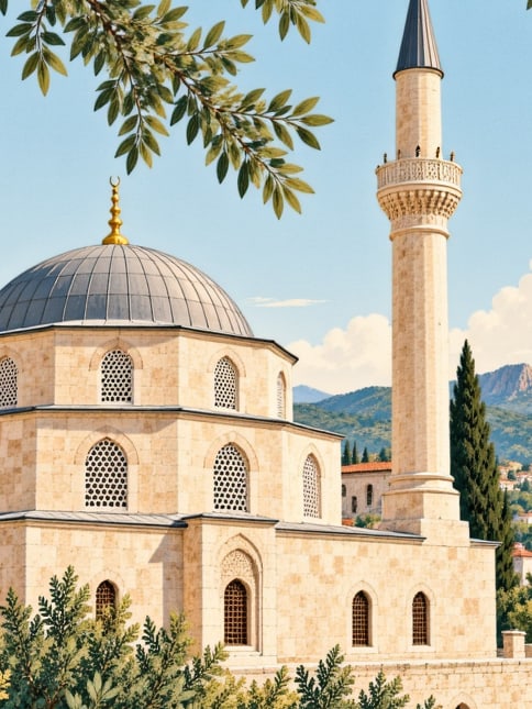 Ilustración: Mezquita Yıldırım Bayezid de Alaşehir, Manisa