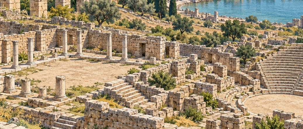 Alexandria Troas Archaeological Site çizimi, Çanakkale