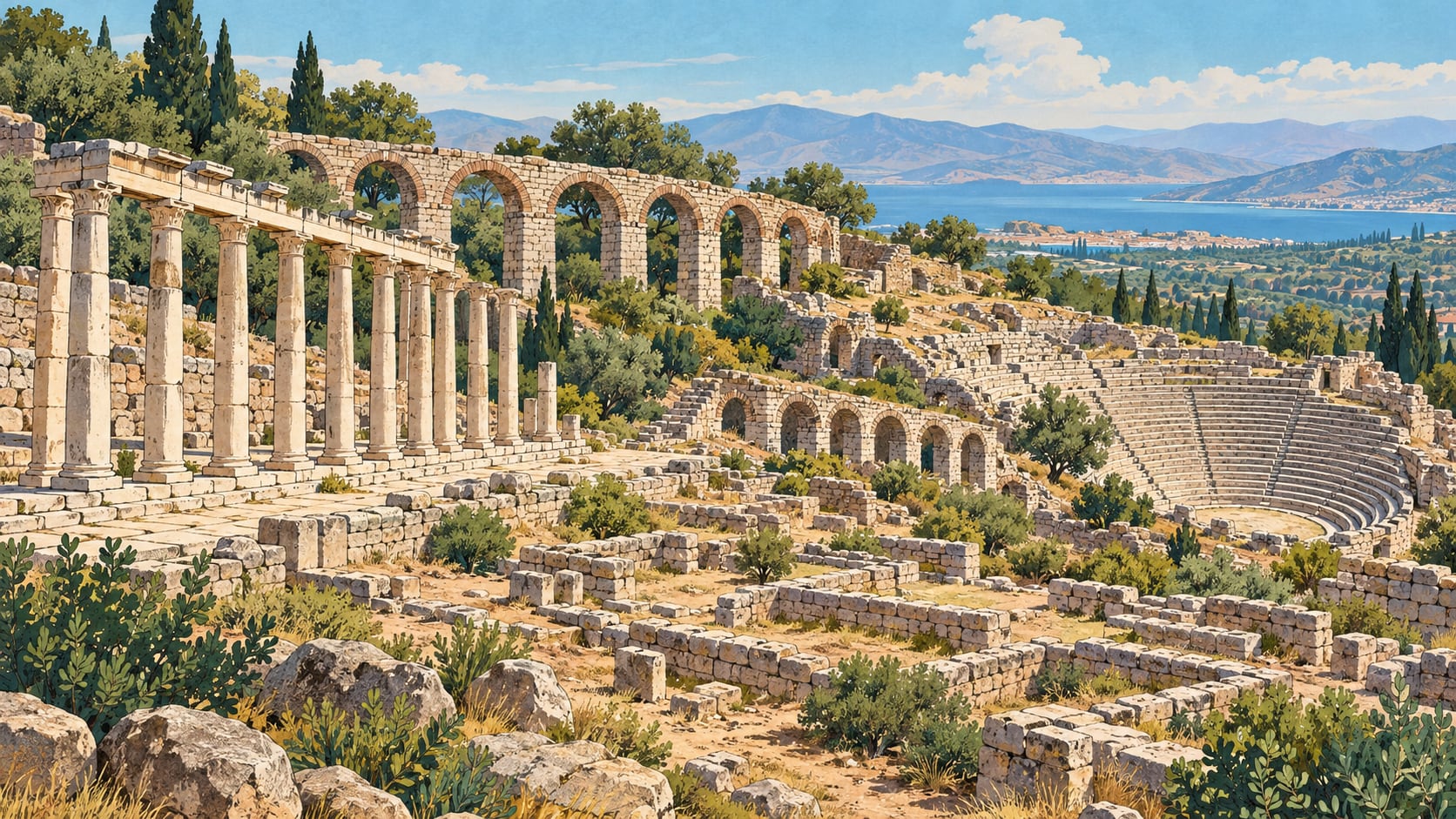 Alinda Archaeological Site çizimi, Aydın