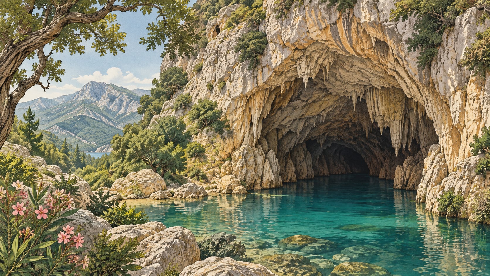 Altınbeşik Cave National Park çizimi, Antalya