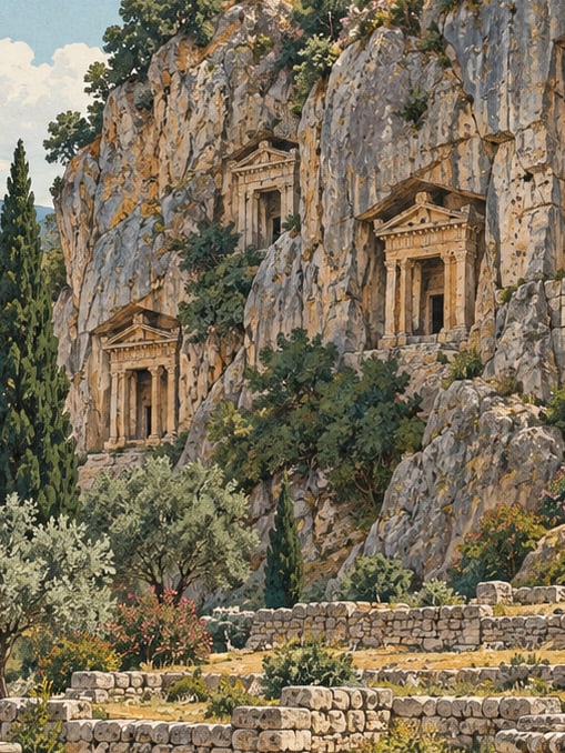 Ilustración: Yacimiento arqueológico de Amintas, Muğla