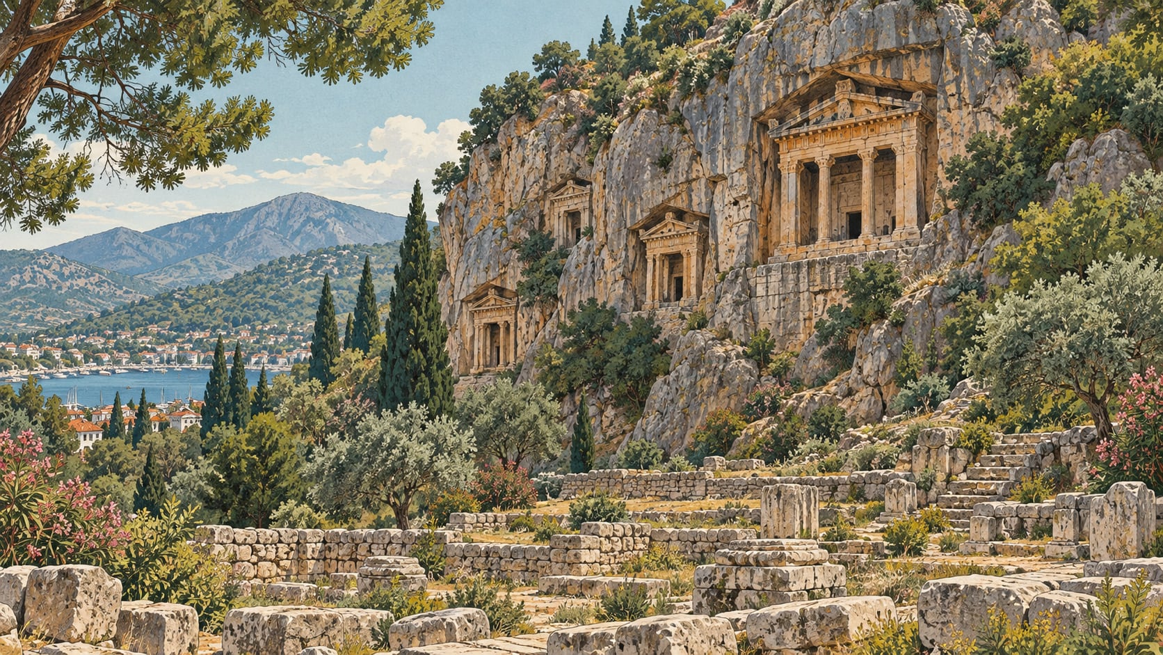 Amintas Archaeological Site çizimi, Muğla