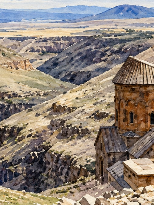 Ilustración: Murallas de la ciudad de Ani, Kars