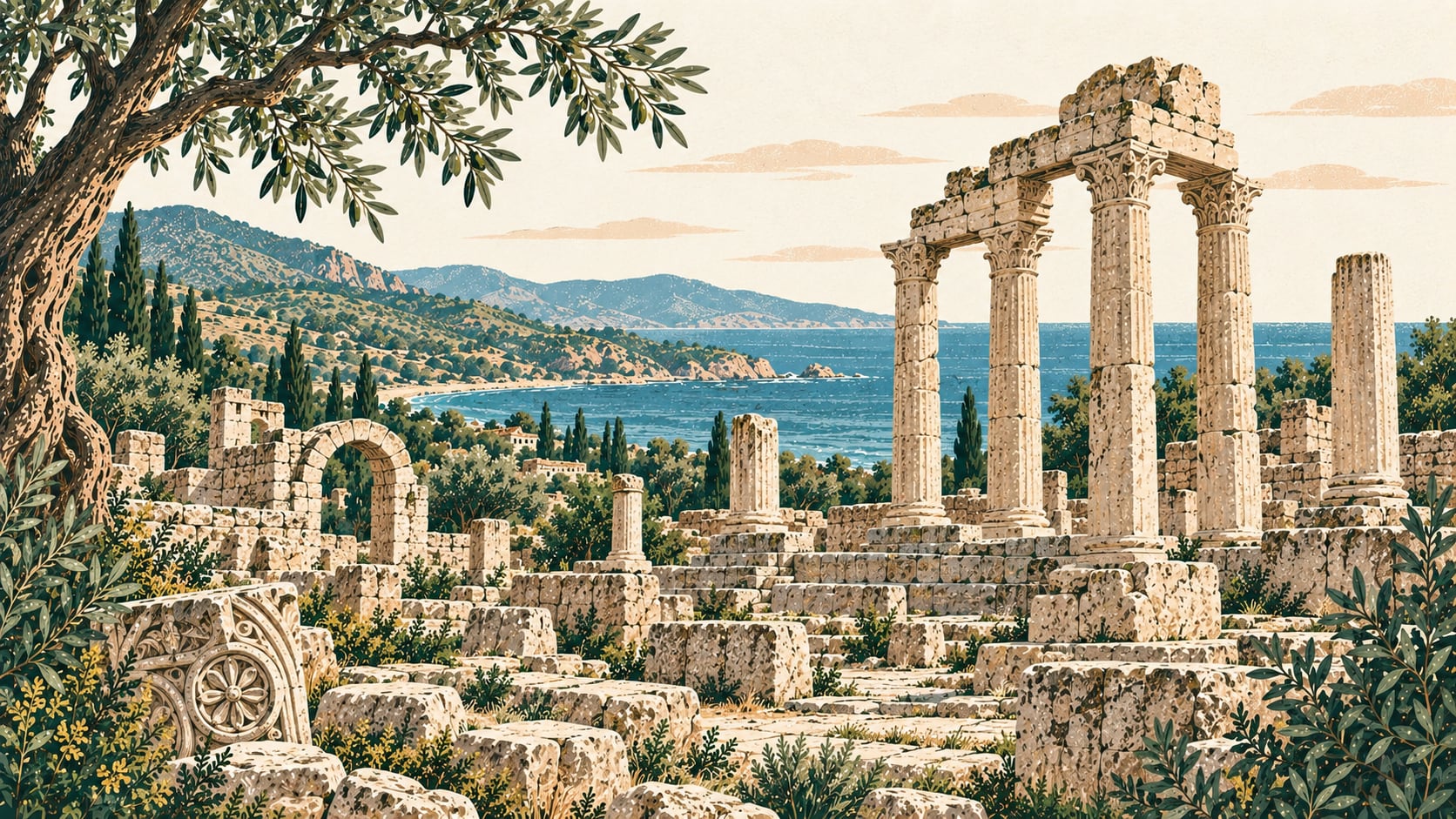 Antandros Ancient City çizimi, Balıkesir