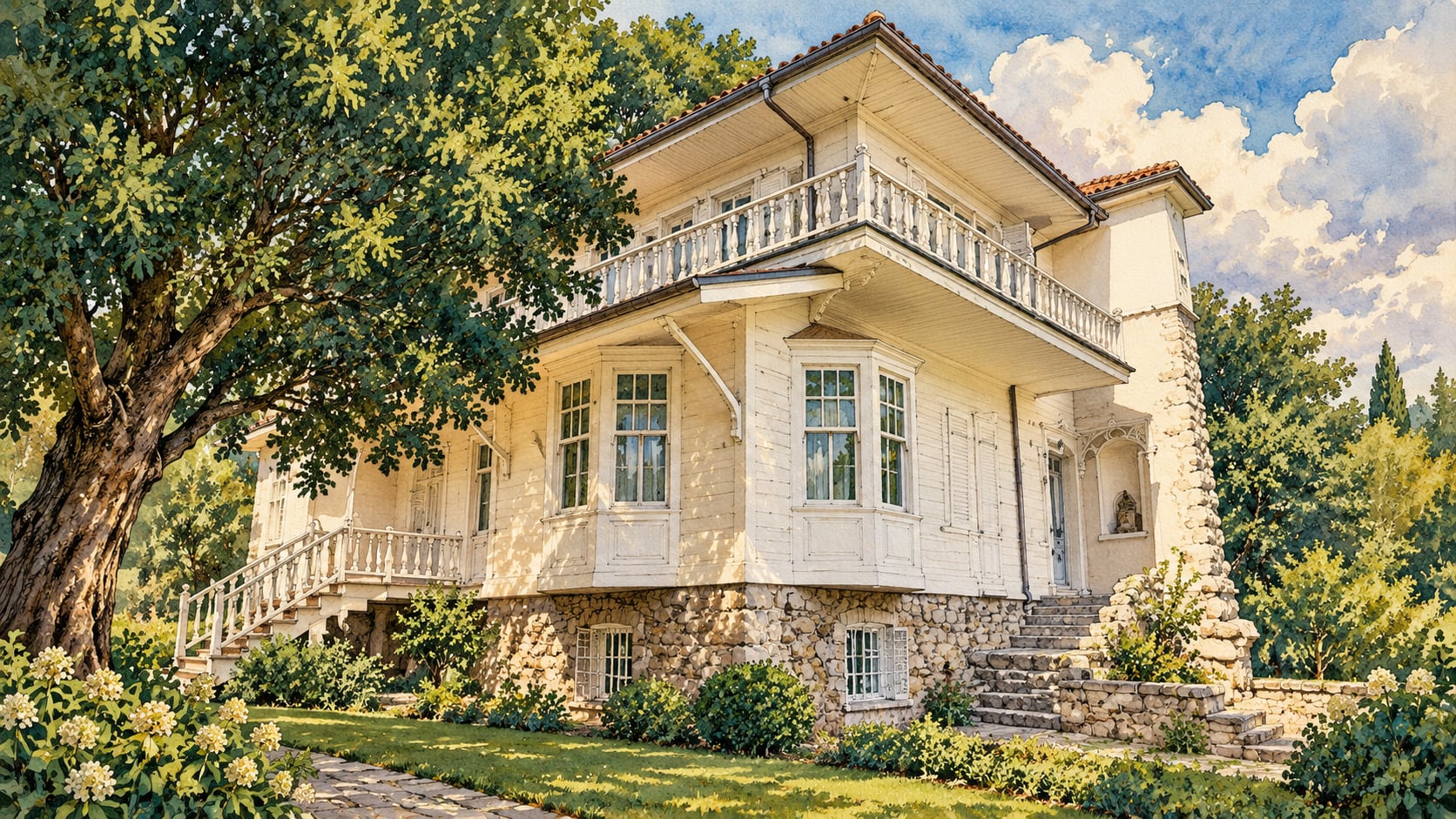Aşiyan Museum (Tevfik Fikret'in House) çizimi, İstanbul