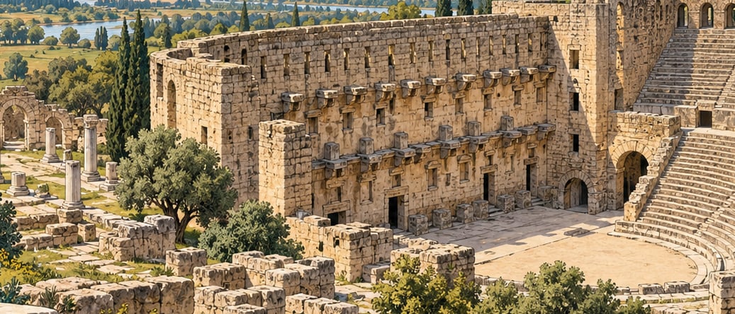 Aspendos Archaeological Site çizimi, Antalya