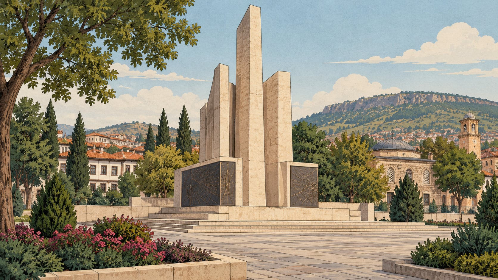 Atatürk and Independence Monument çizimi, Uşak