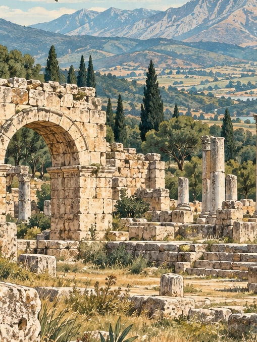 Ilustración: Ciudad antigua de Attuda, Denizli