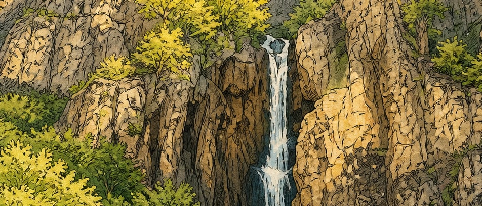Ava Ore Waterfall çizimi, Hakkari
