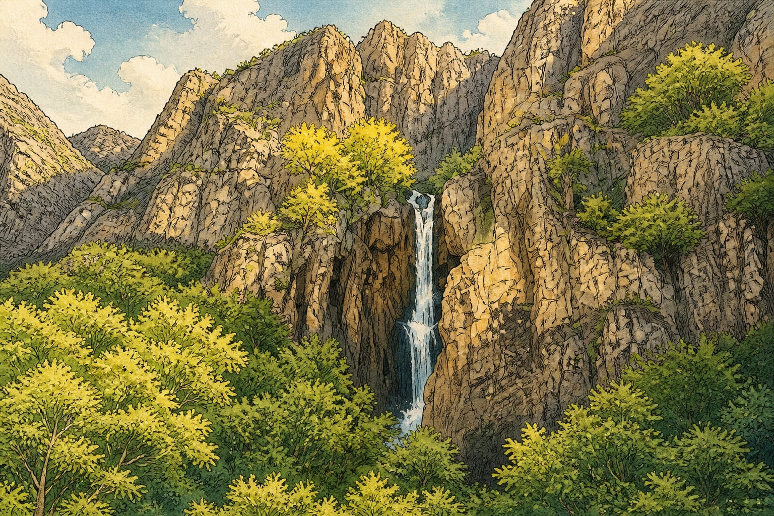 Ava Ore Waterfall çizimi, Hakkari