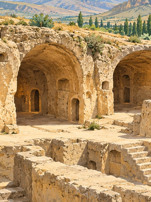 Ilustración: Ciudad subterránea de Aydıntepe, Bayburt
