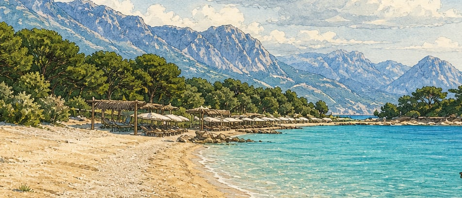 Ayışığı Beach çizimi, Antalya