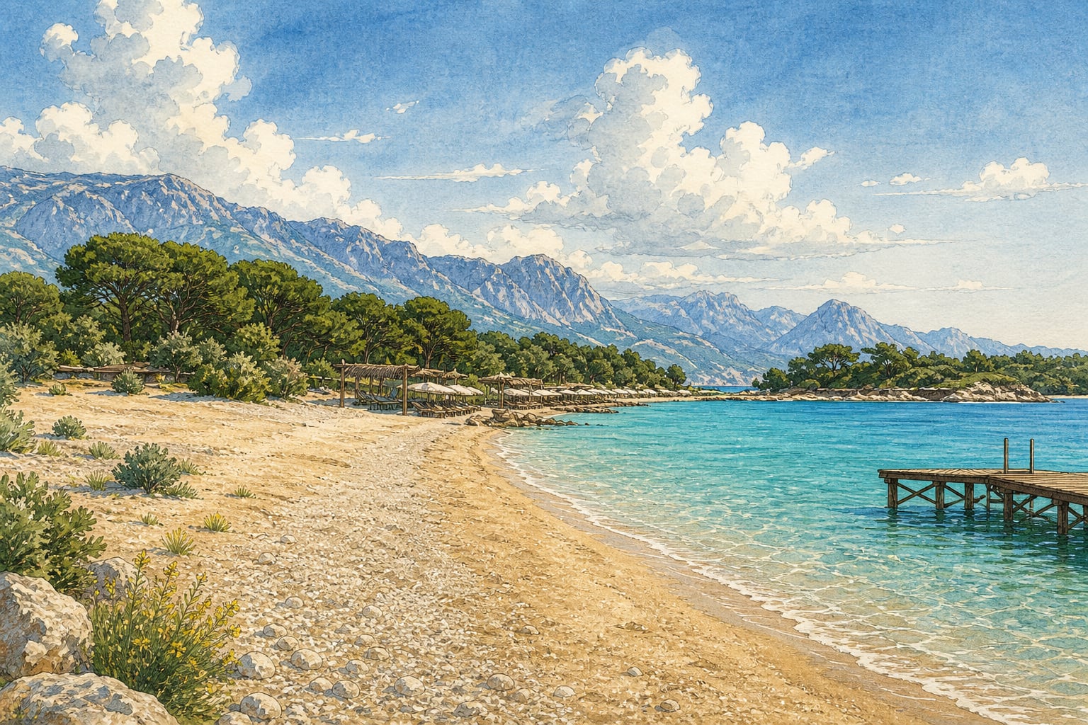 Ayışığı Beach çizimi, Antalya