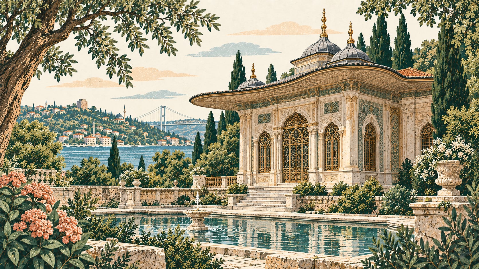 Aynalıkavak Kasrı çizimi, İstanbul