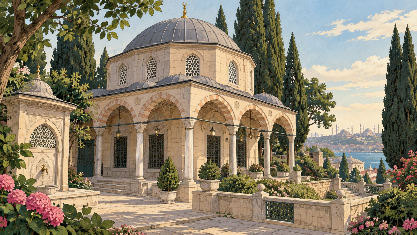 Aziz Mahmud Hüdayi Tomb çizimi, İstanbul