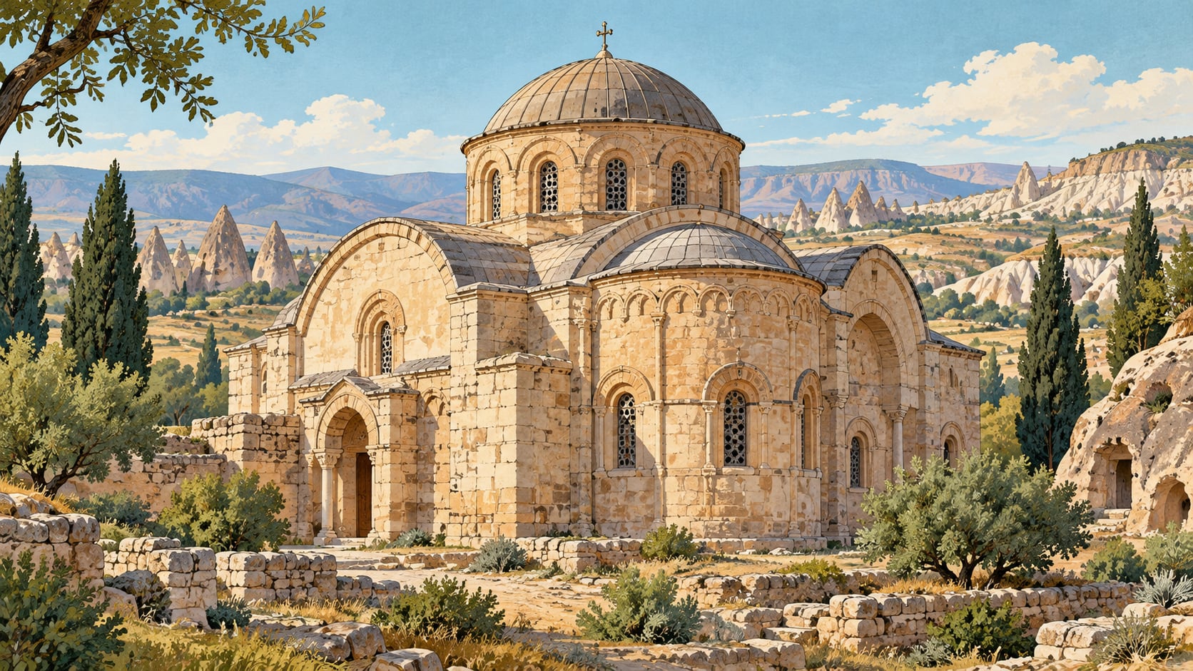 Azize Barbara Şapeli çizimi, Nevşehir