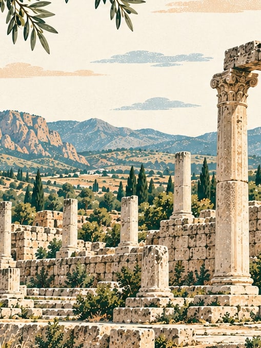 Ilustración: Ciudad antigua de Akmonia, Banaz, Uşak