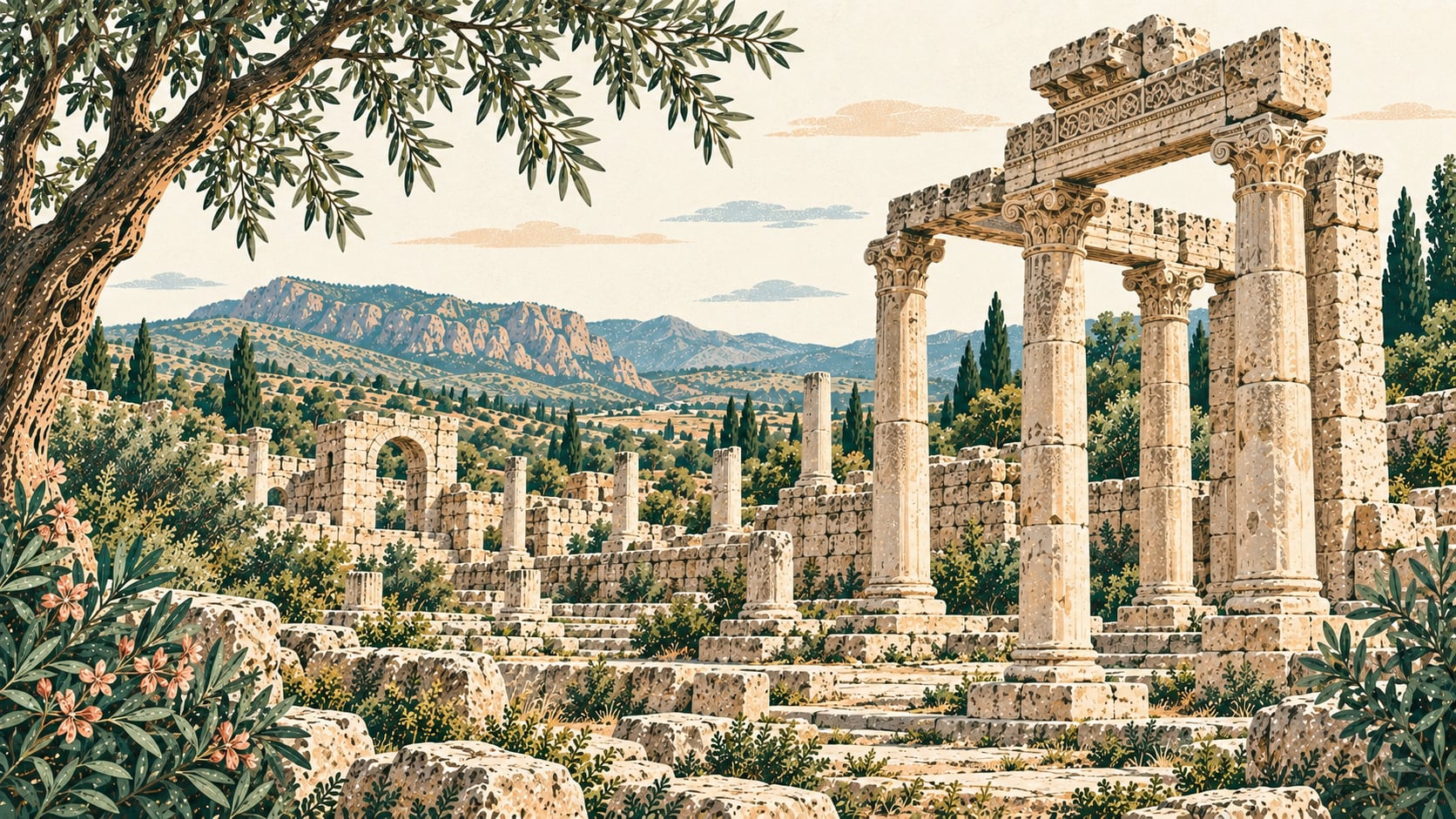 Banaz Akmonia Ancient City çizimi, Uşak