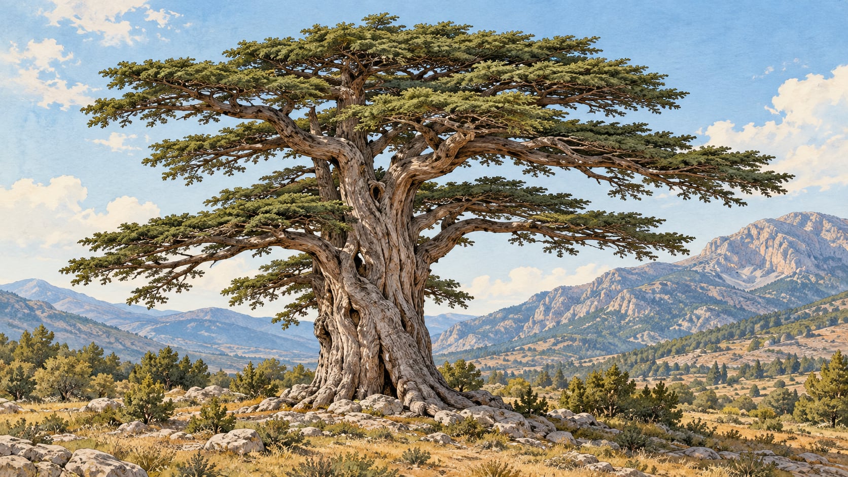 Barla Cedar Tree Natural Monument çizimi, Isparta