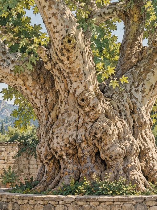 Ilustración: Monumento Natural del Plátano de Bayır, Muğla