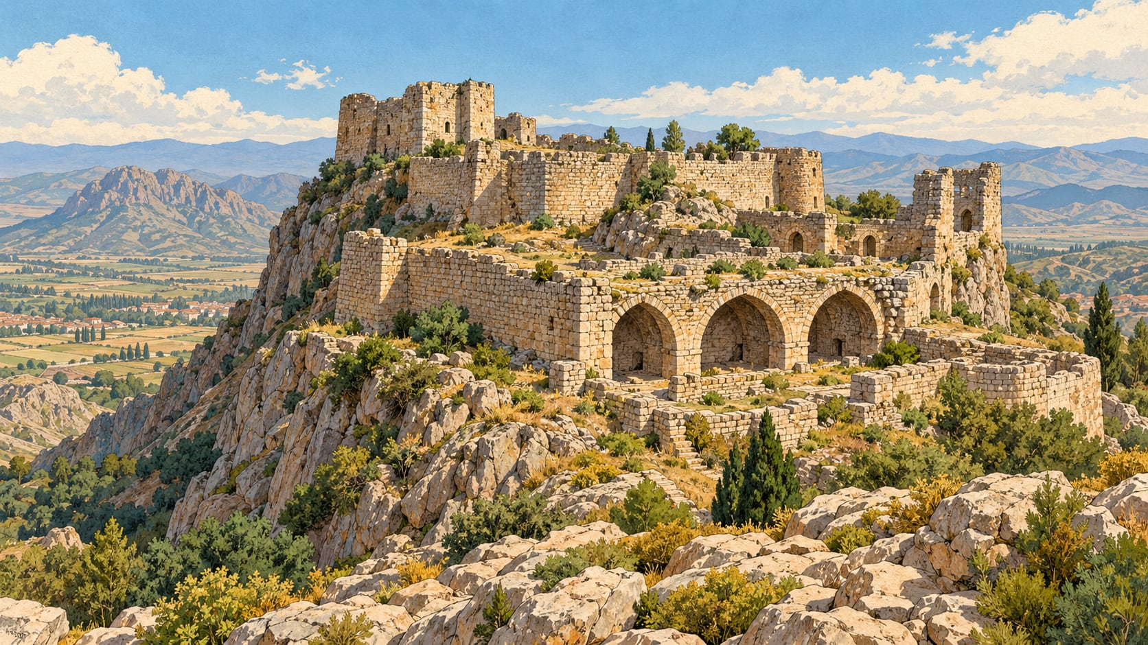 Bayramaliler Castle çizimi, Afyonkarahisar
